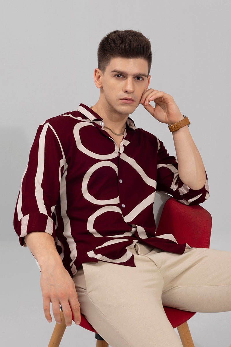 SNITCH Abstract Circle Maroon Shirt - Image 1